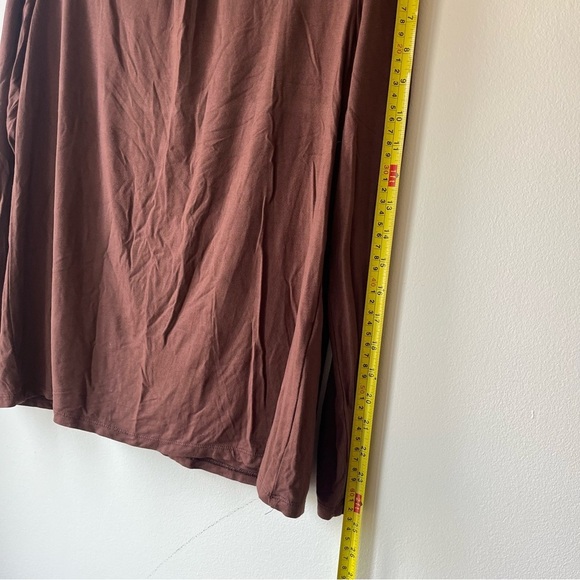 Cleo petites brown mock neck long sleeve top size large soft stretchy minimalist - Picture 6 of 8